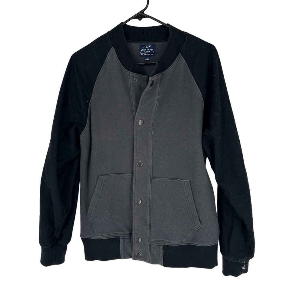 J Crew men's 100% cotton color block fleece bomber varsity jacket